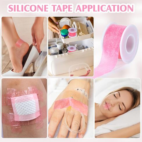 Silicone Medical Tape -1 in × 5 yds (1 Roll) Waterproof Tape for Sensitive Skin Wound Care, Latex-Free, Painless Removal, Reusable for Gauze Pads and First Aid in Saudi Arabia