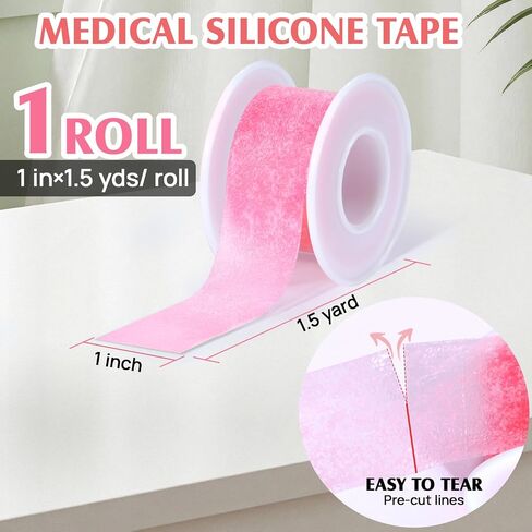 Silicone Medical Tape -1 in × 5 yds (1 Roll) Waterproof Tape for Sensitive Skin Wound Care, Latex-Free, Painless Removal, Reusable for Gauze Pads and First Aid in Saudi Arabia