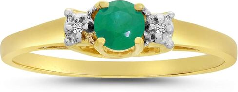 14k Yellow Gold Round Emerald And Diamond Ring in Saudi Arabia