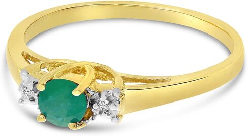 14k Yellow Gold Round Emerald And Diamond Ring in Saudi Arabia