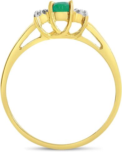 14k Yellow Gold Round Emerald And Diamond Ring in Saudi Arabia