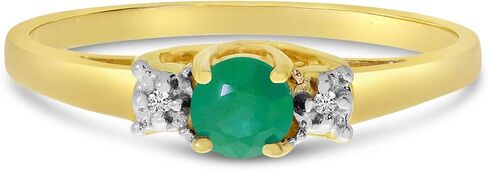 14k Yellow Gold Round Emerald And Diamond Ring in Saudi Arabia
