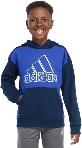 بلوفر بغطاء للرأس بأكمام طويلة وشعار جرافيك للأولاد من Adidas للشباب (الولايات المتحدة، ألفا، كبير، عادي، أزرق ملكي) in Saudi Arabia