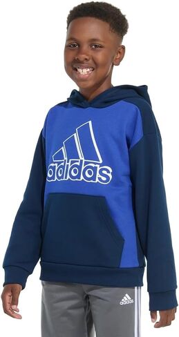 بلوفر بغطاء للرأس بأكمام طويلة وشعار جرافيك للأولاد من Adidas للشباب (الولايات المتحدة، ألفا، كبير، عادي، أزرق ملكي) in Saudi Arabia