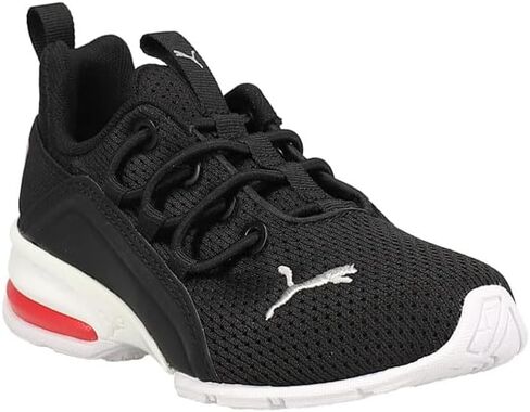 PUMA -Men's Axelion Mesh Sneaker Black Silver-High Risk Red, 13Little Kid in Saudi Arabia