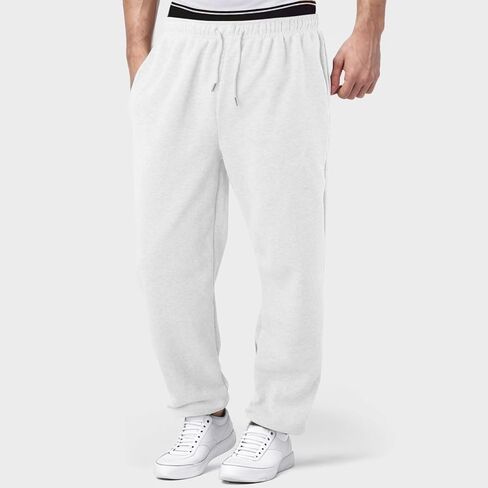 Boys Baggy Sweatpants,Wide Leg Straight Open Bottom Pants Elastic Waist Athletic Joggers with Pockets Sweat Pants 5-16T in Saudi Arabia