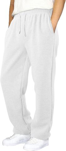 Boys Baggy Sweatpants,Wide Leg Straight Open Bottom Pants Elastic Waist Athletic Joggers with Pockets Sweat Pants 5-16T in Saudi Arabia