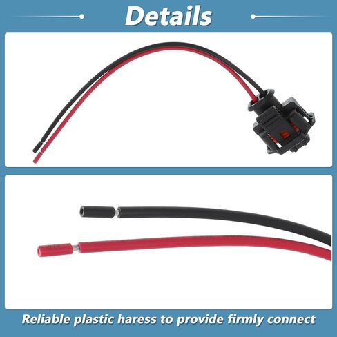 Engine Coolant Temperature Sensor Connector for Buick Enclave for Chevrolet for Hyundai for Dodge 2 Pin Fuel Injector Connector 88953309 Female Black Multi-Purpose Pigtail Wiring in Saudi Arabia