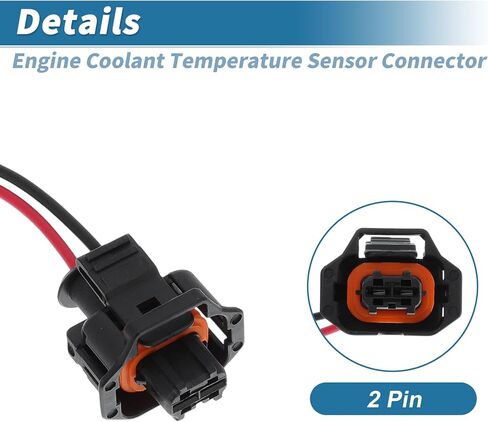 Engine Coolant Temperature Sensor Connector for Buick Enclave for Chevrolet for Hyundai for Dodge 2 Pin Fuel Injector Connector 88953309 Female Black Multi-Purpose Pigtail Wiring in Saudi Arabia