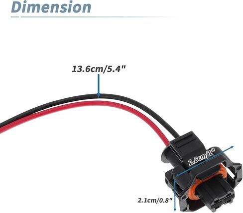 Engine Coolant Temperature Sensor Connector for Buick Enclave for Chevrolet for Hyundai for Dodge 2 Pin Fuel Injector Connector 88953309 Female Black Multi-Purpose Pigtail Wiring in Saudi Arabia