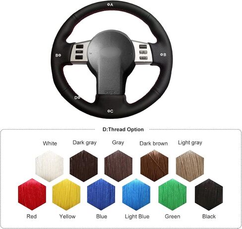 MEWANT Hand Sewing Black Artificial Leather Automotive Interior Accessories Car Steering Wheel Covers Wrap for Infiniti FX FX35 FX45 2003-2008 for Nissan 350Z 2003-2009 in Saudi Arabia