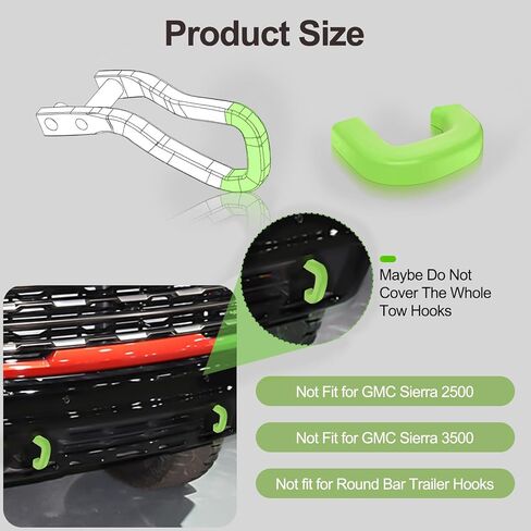 غطاء خطاف السحب لسيارة GMC Sierra 1500 2019-2024، أغطية وصلة السحب المخصصة متوافقة مع ملحقات GMC Sierra 1500، قطعتان - أحمر in Kuwait