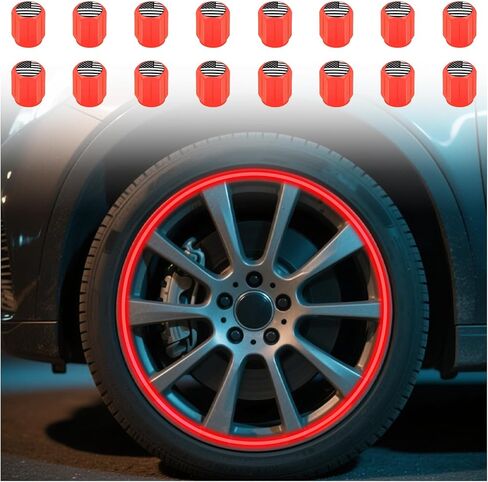 16 قطعة من أغطية صمام الإطارات الفلورسنت تضيء، أنماط العلم تتوهج في الظلام أغطية جذعية للصمام للديكور والغبار، ملحقات السيارة الأنيقة غطاء إطار السيارة للمركبة/سيارات الدفع الرباعي (أزرق) in Kuwait