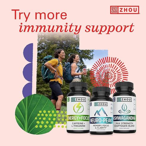 ZHOU Immune Support Bundle - Elder-Mune Elderberry & Vitamin C Gummies for Adults & Kids, Daily Natural Immune Support Supplements for Women & Men - 60 Elderberry & 60 Vitamin C Gummies in Kuwait