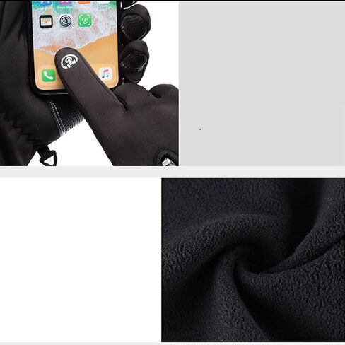 1 Pair Waterproof and Windproof Thermal Gloves with Full Finger Touch Screen, Zippered for Men and Women, for Winter Cycling and Cold Weather in Saudi Arabia