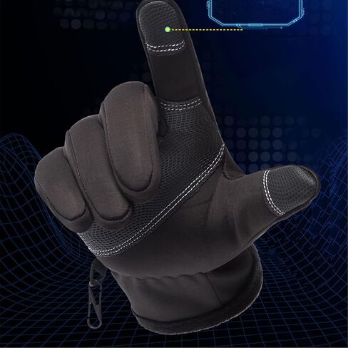 1 Pair Waterproof and Windproof Thermal Gloves with Full Finger Touch Screen, Zippered for Men and Women, for Winter Cycling and Cold Weather in Saudi Arabia