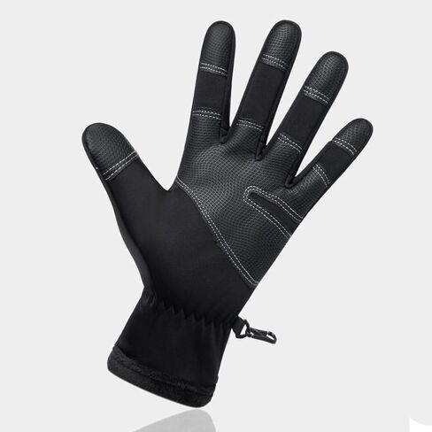 1 Pair Waterproof and Windproof Thermal Gloves with Full Finger Touch Screen, Zippered for Men and Women, for Winter Cycling and Cold Weather in Saudi Arabia