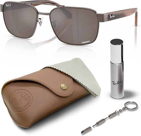 نظارات شمسية Ray-Ban RB3751CH CHROMANCE POLARIZED ذات شكل مربع دائري مع مجموعة النظارات الرسمية in Kuwait