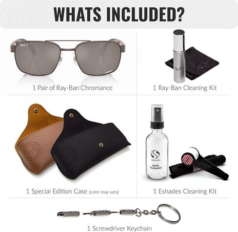 نظارات شمسية Ray-Ban RB3751CH CHROMANCE POLARIZED ذات شكل مربع دائري مع مجموعة النظارات الرسمية in Kuwait