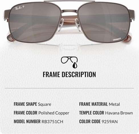 نظارات شمسية Ray-Ban RB3751CH CHROMANCE POLARIZED ذات شكل مربع دائري مع مجموعة النظارات الرسمية in Kuwait