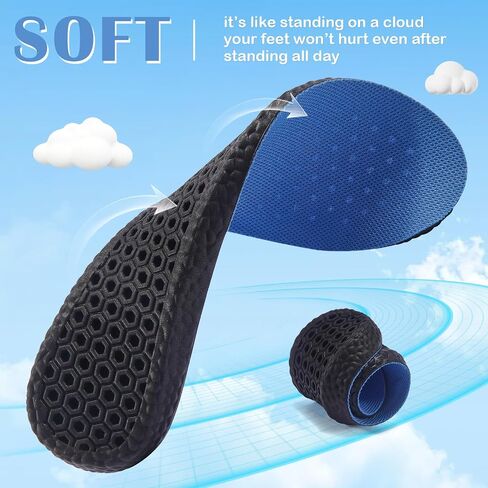 2 Pairs Memory Foam Insoles for Men/Women, Providing Shock Absorption and Cushioning for Tired Feet, All-Day Comfort Shoe Inserts in Saudi Arabia