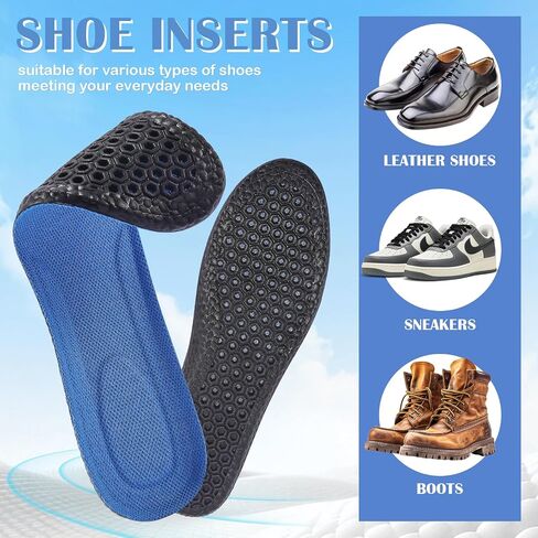 2 Pairs Memory Foam Insoles for Men/Women, Providing Shock Absorption and Cushioning for Tired Feet, All-Day Comfort Shoe Inserts in Saudi Arabia