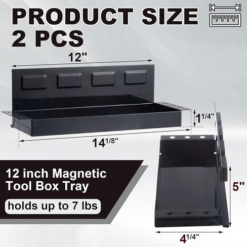 2 قطعة صينية صندوق أدوات مغناطيسية مقاس 30.48 سم مع حامل مفك براغي حامل علب مغناطيسي منظم رف أدوات مغناطيسي لمتجر الأدوات اليدوية ومرآب ورشة العمل، يحمل 6 مفكات براغي in Kuwait