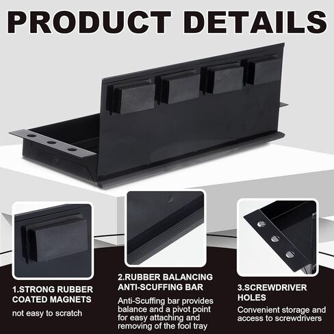 2 قطعة صينية صندوق أدوات مغناطيسية مقاس 30.48 سم مع حامل مفك براغي حامل علب مغناطيسي منظم رف أدوات مغناطيسي لمتجر الأدوات اليدوية ومرآب ورشة العمل، يحمل 6 مفكات براغي in Kuwait
