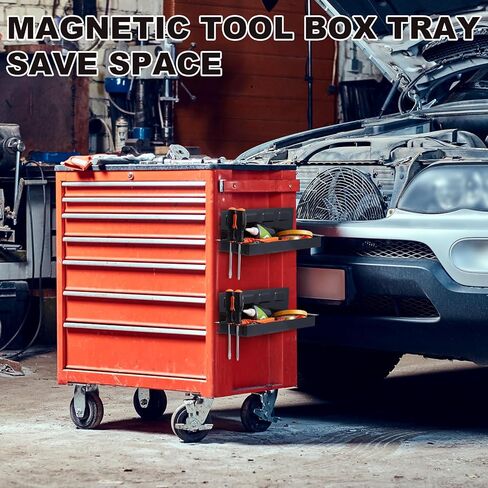 2 قطعة صينية صندوق أدوات مغناطيسية مقاس 30.48 سم مع حامل مفك براغي حامل علب مغناطيسي منظم رف أدوات مغناطيسي لمتجر الأدوات اليدوية ومرآب ورشة العمل، يحمل 6 مفكات براغي in Kuwait