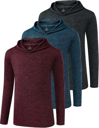 Star Vibe Youth Boys Quick-Dry Active Long Sleeve Hoodie Sweatshirts Athletic Workout Hooded Pullover Shirts 3 Pack in Saudi Arabia