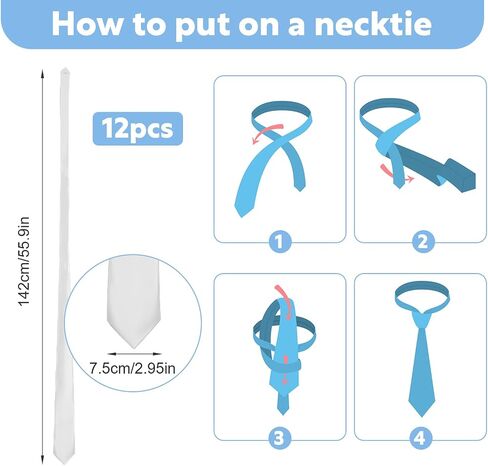 Grevosea 12 Pack Men's White Sublimation Ties- Premium Solid Color Polyester Neckties, 3.15"/8CM Wide Neckwear Tie for Weddings Business and Formal Occasions - Customizable for Unique Style in Saudi Arabia