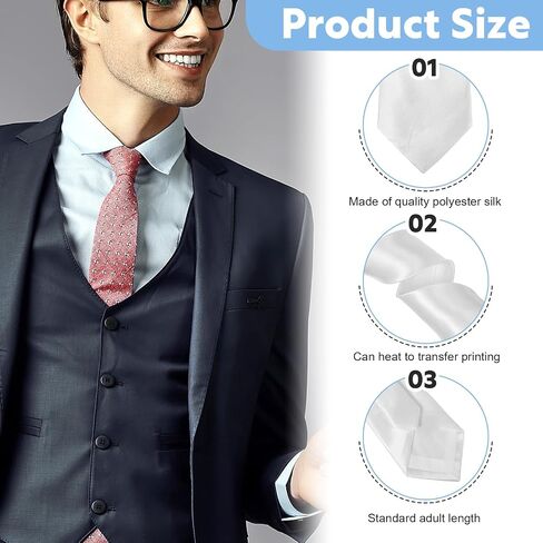 Grevosea 12 Pack Men's White Sublimation Ties- Premium Solid Color Polyester Neckties, 3.15"/8CM Wide Neckwear Tie for Weddings Business and Formal Occasions - Customizable for Unique Style in Saudi Arabia