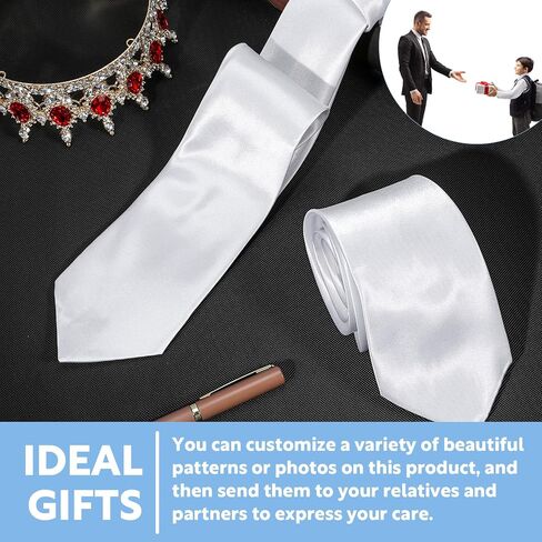Grevosea 12 Pack Men's White Sublimation Ties- Premium Solid Color Polyester Neckties, 3.15"/8CM Wide Neckwear Tie for Weddings Business and Formal Occasions - Customizable for Unique Style in Saudi Arabia