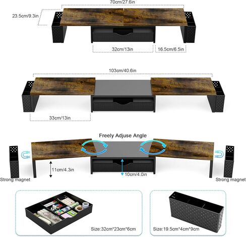 Spacrea Dual Monitor Stand Riser with Drawer and 2 Pen Holders in Saudi Arabia