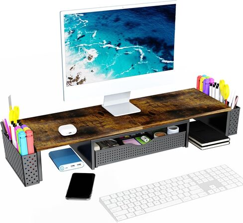 Spacrea Dual Monitor Stand Riser with Drawer and 2 Pen Holders in Saudi Arabia