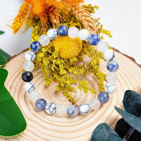 Calming Bracelets for Women Men Natural Stone Gemstones Stretch Beaded Bracelets Jewelry Birthday Protection Spiritual Gifts in Saudi Arabia
