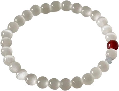 Natural Stone Charm Bracelet White Cat's Eyes Stone Elastic Bracelet for Women Men Multi-colored Beads Coconut Shell Wristlet Statement Jewelry in Saudi Arabia
