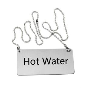 New Star Foodservice 27518 Stainless Steel Chain Sign, (Hot Water), 3.5"x 1.5", Set of 6