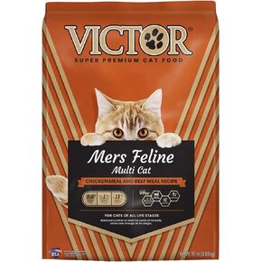 Victor Super Premium Cat Food – Mers Feline Dry Cat Food with Chicken, Beef, Pork and Fish Meal Proteins for Normally Active Cats – All Breeds and All Life Stages from Kitten to Adult, 15 lb
