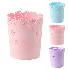 Mini Wastebasket Small Pink Trash can Office Plastic Garbage Can for Bathroom Vanity, Desktop, Office or Kids Rooms (Pink, S)