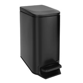 Small Bathroom Trash Can with Lid Soft Close, 6 Liter / 1.6 Gallon Stainless Steel Garbage Can Narrow with Removable Inner Bucket, Step Pedal (Gray)