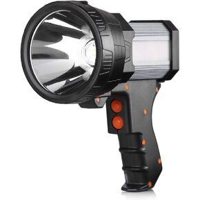 BUYSIGHT Rechargeable Spotlight,Spot Lights Hand held Large Flashlight 200000 lumens Handheld Spotlight Lightweight and Super Bright Flashlight (Aluminium_Alloy Silver)
