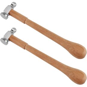 2 قطعة مطرقة مطاردة بمقبض خشبي، مطرقة أدوات صنع المجوهرات مقاس 11.4 بوصة، مطرقة معدنية لصنع المجوهرات in Kuwait