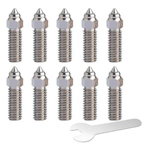 10PCS Extruder Brass Nozzles Kit for K1, 0.4mm 3D Printer Accessories Replacement Parts High Temperature Hotend Nozzle Kit for Creality K1, K1 Max, Ender 3 V3 KE, CR-M4, CR-10 SE