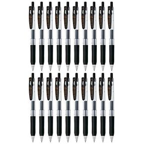 Zebra Sarasa Clip 0.3 Retractable Gel Ink Pen, Rubber Grip, 0.3mm, Black Ink, Value Set of 20