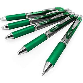 Energel BL80 Retractable Liquid Gel Ink Rollerball Pen - 1.0mm - Green - Pack of 5
