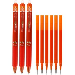 Pilot FriXion Clicker Retractable Gel Ink Pens, Erasable, Extra Fine Point 0.5mm (Orange)