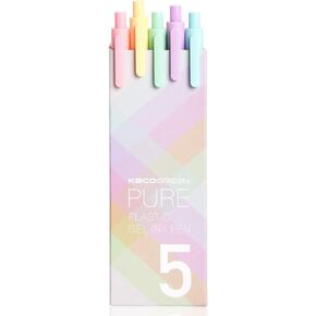 czxwyst Soft Touch Retractable Gel Ink Pens 0.5mm Fine Point (Macarons Colors 5-Pack Black Ink)