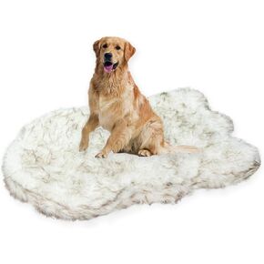Laifug Large Faux Fur Dog Bed,5-inch Thick Grade Orthopedic Memory Foam Dog Bed(50"x30"x5"),Removable Cover with Anti-Slip Bottom,Waterproof Liner