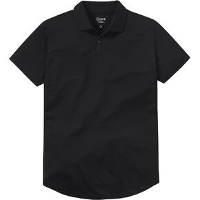 Clothing Men's AO Short Sleeve Polo | Taper Down Casual Golf or Office Style T-Shirt | Wrinkle Resistant | Button Collar